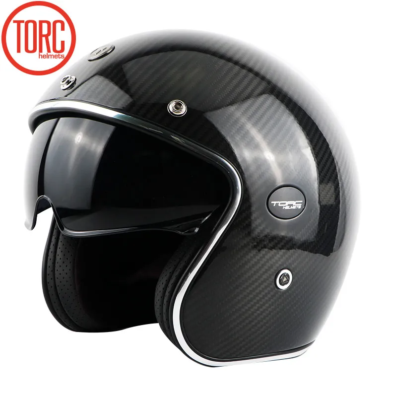 Гривна углеродное волокно moto rcycle шлем TORC Крест Шлемы rbiker с открытым лицом Ретро