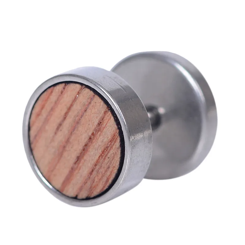 Silver Coffee AC 2 шт) 18 г из нержавеющей стали, деревянные серьги-гвоздики для ушей, пробки для ушей для мужчин, серьги для пирсинга, ювелирные изделия для тела - Окраска металла: Silver Coffee AC