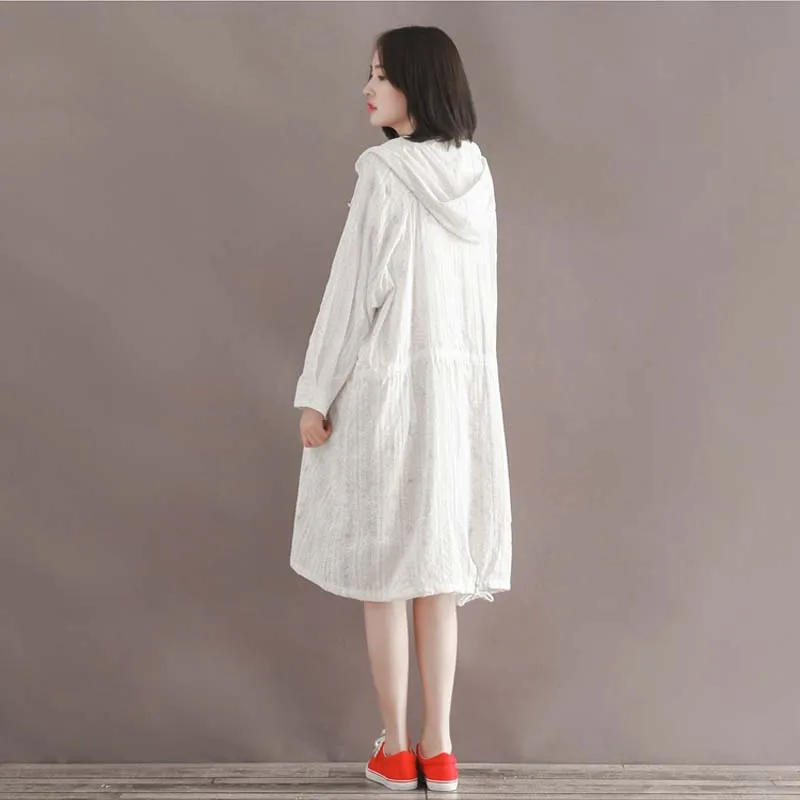 Блузка женская хлопковая средней длины с капюшоном и рукавом 3/4|tops for women|loose shirtshirt