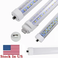 stock in us 8ft t8 led tubes lights v shaped single pin fa8 45w 65w 72w led lights tubes double rows ac 85 265v