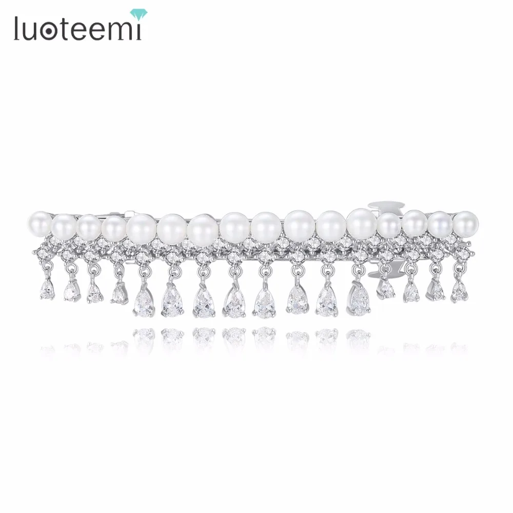 Модная заколка для волос LUOTEEMI имитация жемчуга с кубическим цирконием