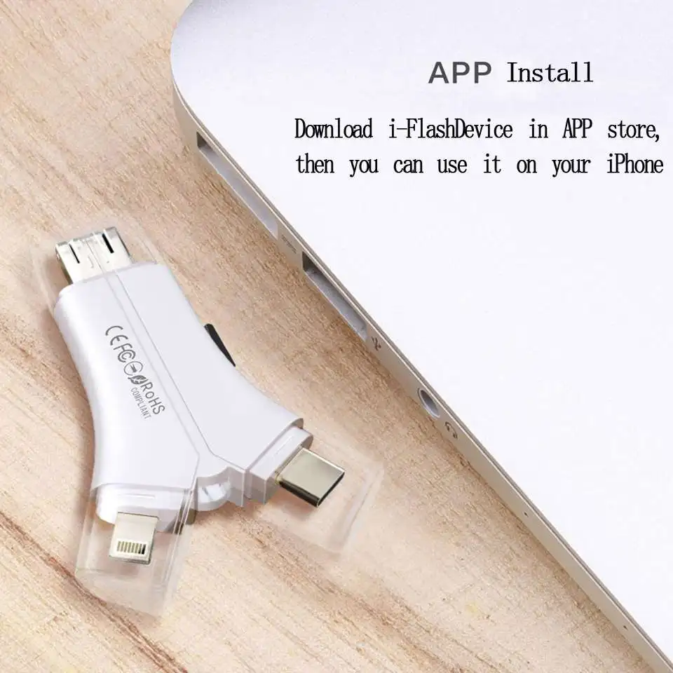 Кард-ридер 4 в 1 i флэш-накопитель USB Micro SD и TF кард-ридер адаптер для iPhone 5 6 7 8 X для iPadMacbook Android камера Tpye C