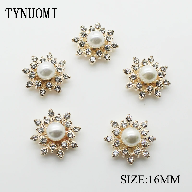 

Hot Alloy Pearl 10 Pieces / lot16MM Rhinestone Buttons Wedding Costume Accessories DIY Handmade Accessories Sale Price