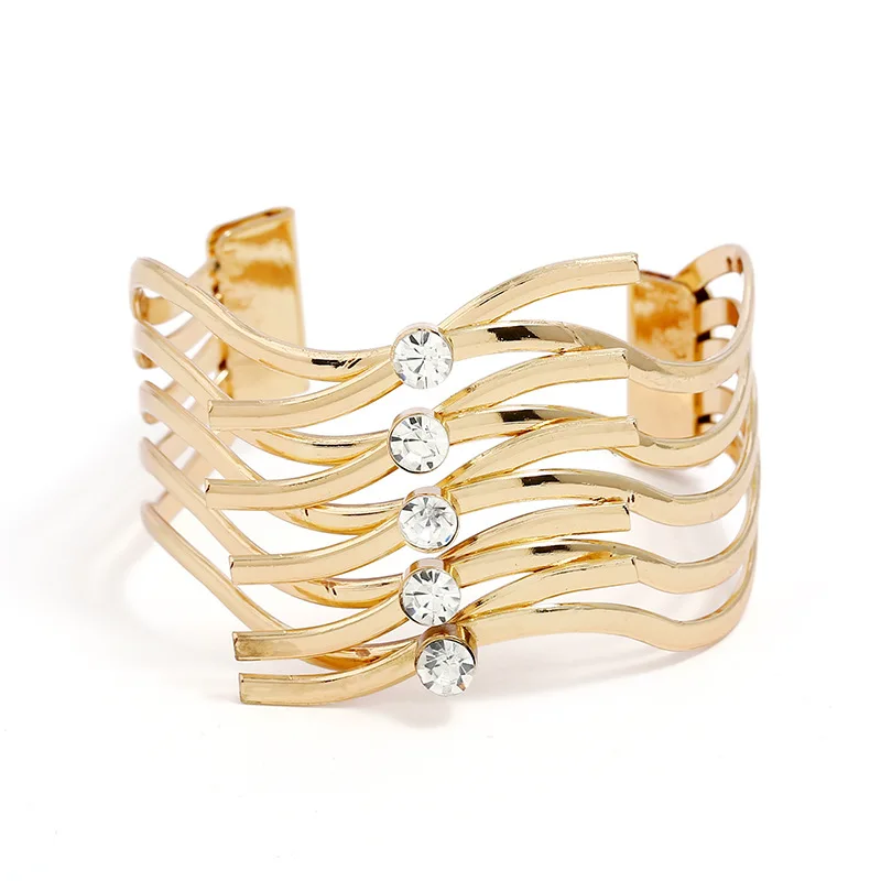 LZHLQ Fashion Metal Bracelets Trendy Women Maxi Punk Geometric Bracelet Opening Adjustable Smooth Wide Cuff Bangles | Украшения и