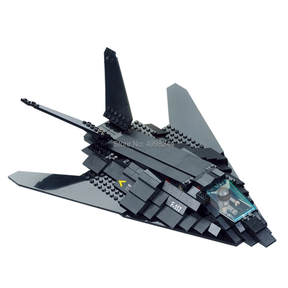 Sluban 0108 209 шт. Военный Черный F117 Невидимый бомбардировщик самолёт истребитель