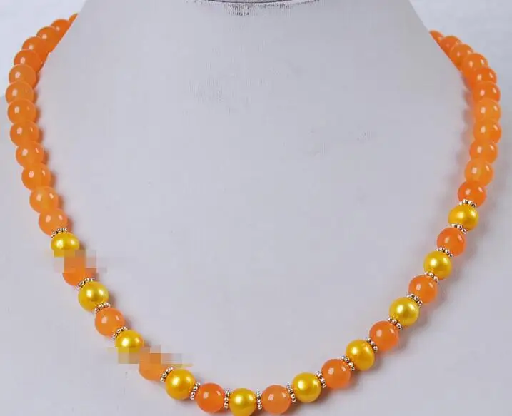 FREE SHIPPING&gt&gt&gt Many color can choose New of Akoya Cultured Pearl/Orange Round Beads Necklace 18&quot | Украшения и