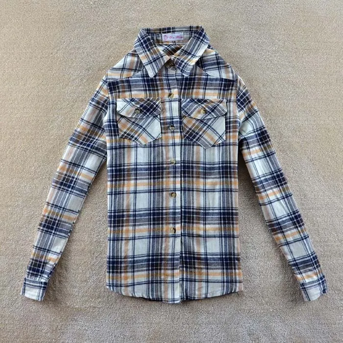 2014 spring new Women Korean female college women's long-sleeved plaid shirt Slim | Женская одежда