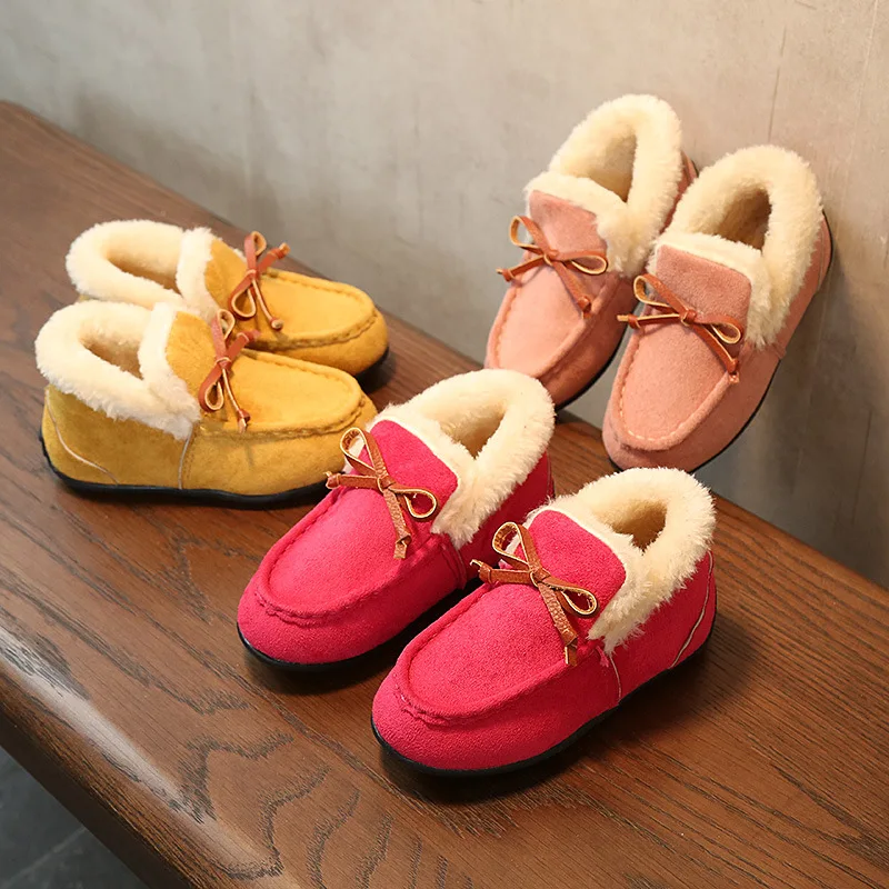 Детские зимние туфли-лодочки коллекция 2018 года плотные туфли на плоской подошве