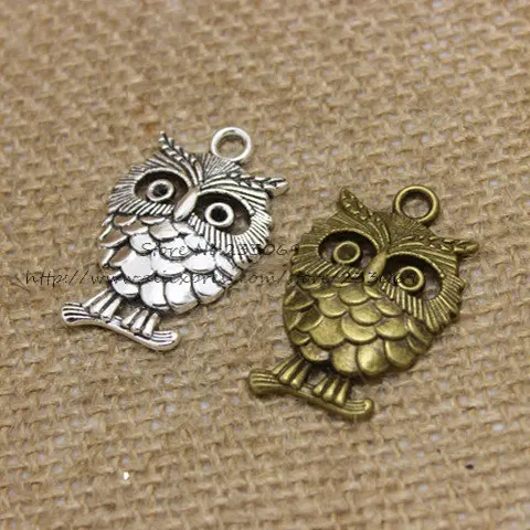 

20 pieces 23*35mm Owl Charms Two Color Metal Zinc Alloy Trendy Jewelry Cute Animal Charm Pendant