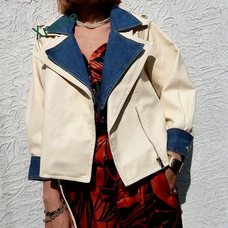 Xnxee 2019 Новинка осенние женские свободные мягкие Куртки из искусственной кожи