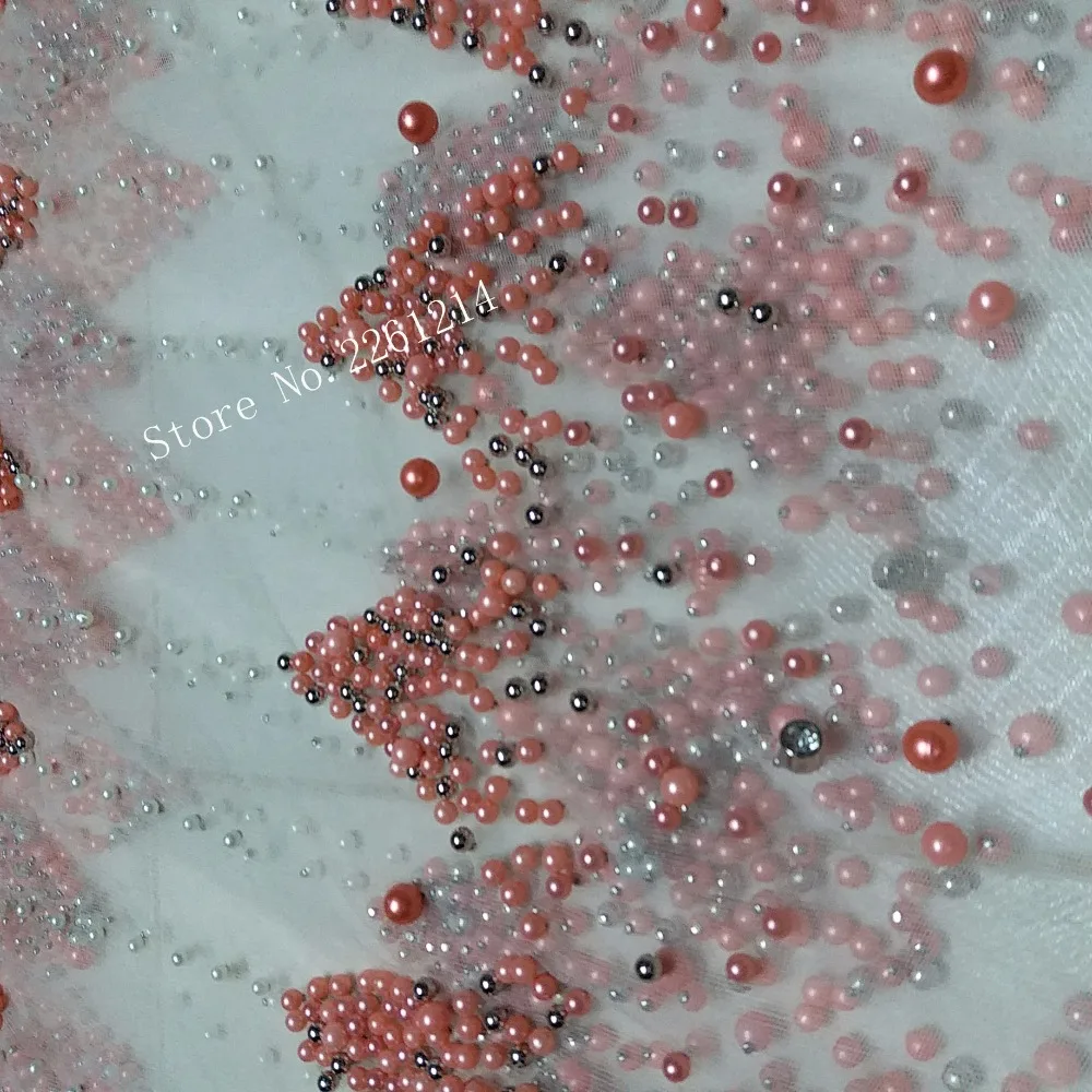 fashion BZL-72801 beaded embroidery mesh tulle fabric african net lace for nice dress with a lot of beads | Дом и сад