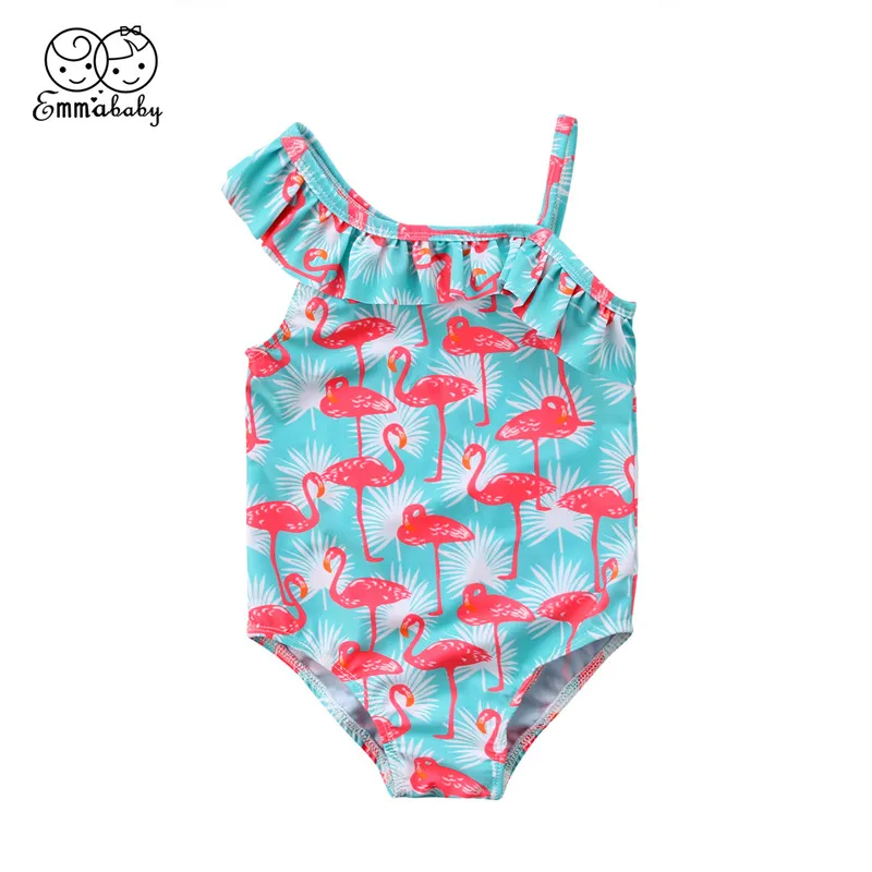 Детское бикини с рисунком фламинго для девочек лето 2018 детский купальник