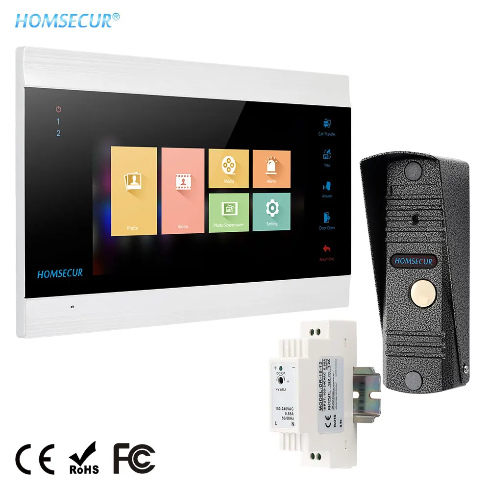 HOMSECUR " 4 провода видео домофон дверной звонок Система IP65 камера ИК Ночное Видение 45 градусов угол крепления 110 угол обзора - Цвет: Kit 2