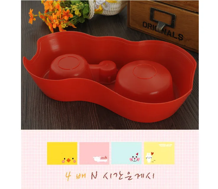 WHISM Plastic Dual Use Dog Bowl Pet Cage Double Bowls For Puppy Cat Automatic Water Drinking Bowls Food Feeding Dish Dogs Feeder