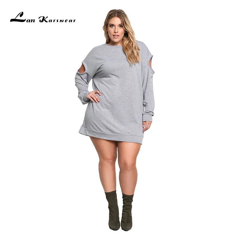 Lan Karswear 2019 женское платье повседневное с длинными рукавами и круглым вырезом