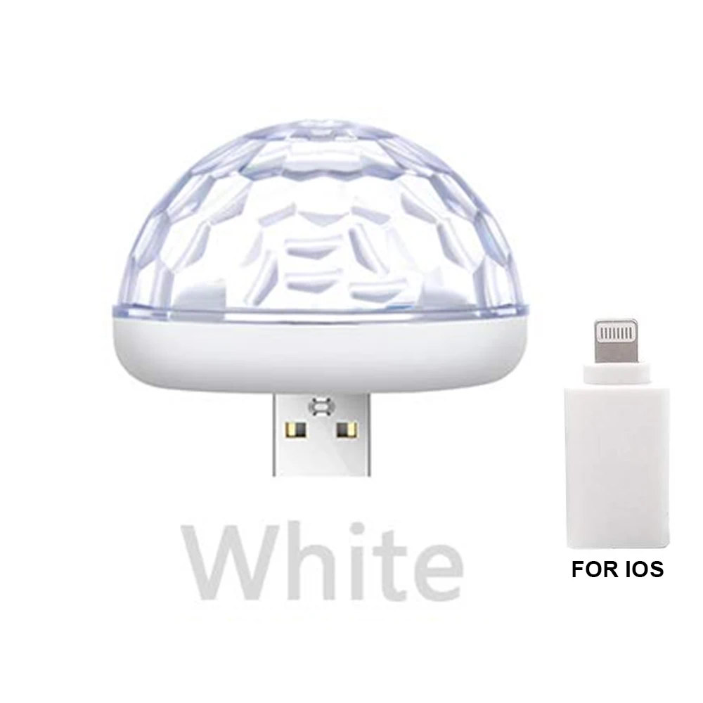 White Apple plug Автомобильный USB атмосферный свет декоративная лампа для салона автомобиля огни DJ RGB мини красочная музыкальная лампа для фестиваля вечерние караоке - Испускаемый цвет: White Apple plug
