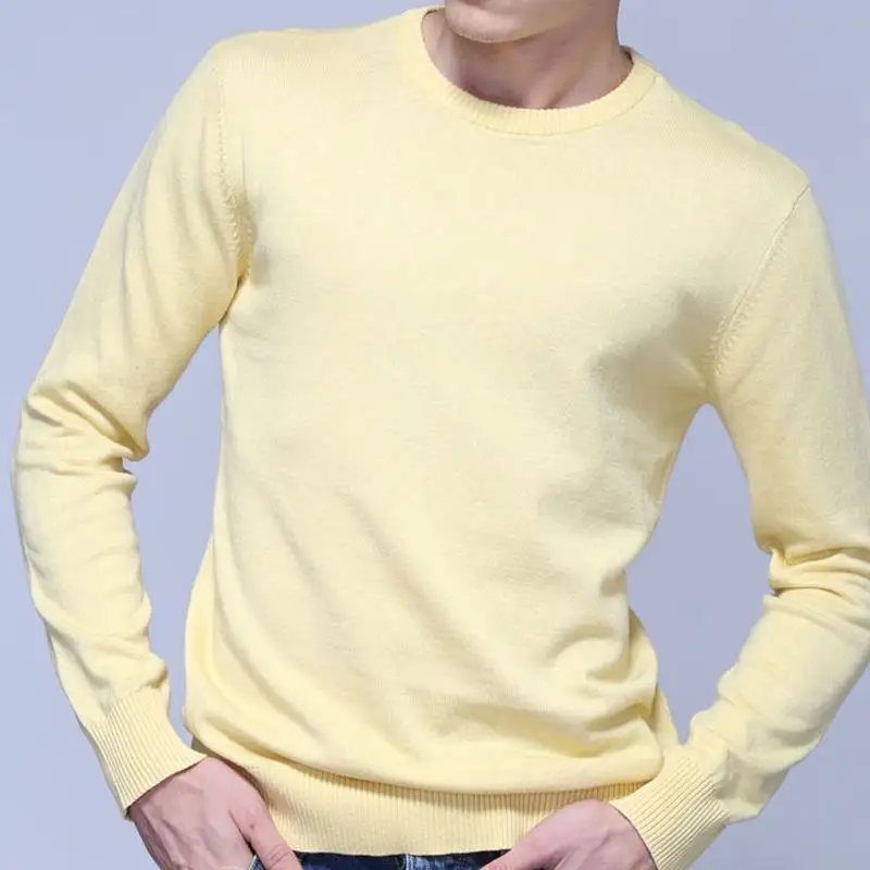 Высокое качество 100% хлопок мужские с длинным рукавом o-образным вырезом Вязаные