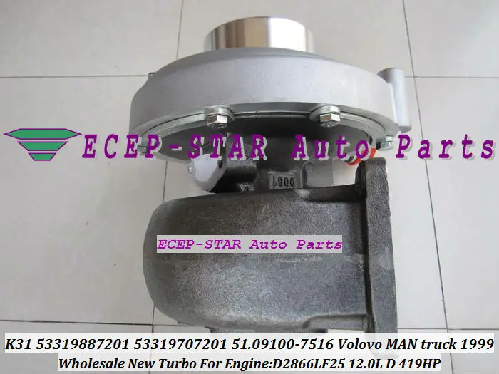 Турбокомпрессор K31 7201 53319887201 53319707201 51 09100 7516 для грузовиков Volvo D2866LF25 1999 12.0L D 419HP|truck