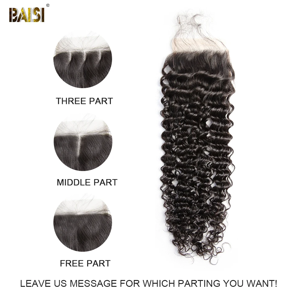 Перуанские вьющиеся волосы BAISI 5x5 светло коричневые швейцарские предварительно - Фото №1