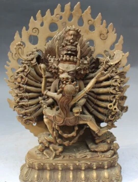 JP S0014 12&quot Tibet Buddhism Temple Bronze Yamantaka Yama Buddha Protection Deity Statue | Дом и сад