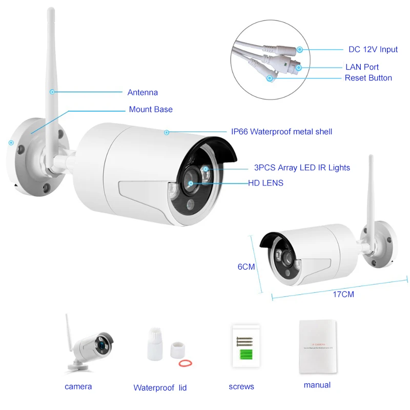 1.0MP 2MP IP камера наружная Водонепроницаемая ночного видения HD 720P 1080P CCTV пуля
