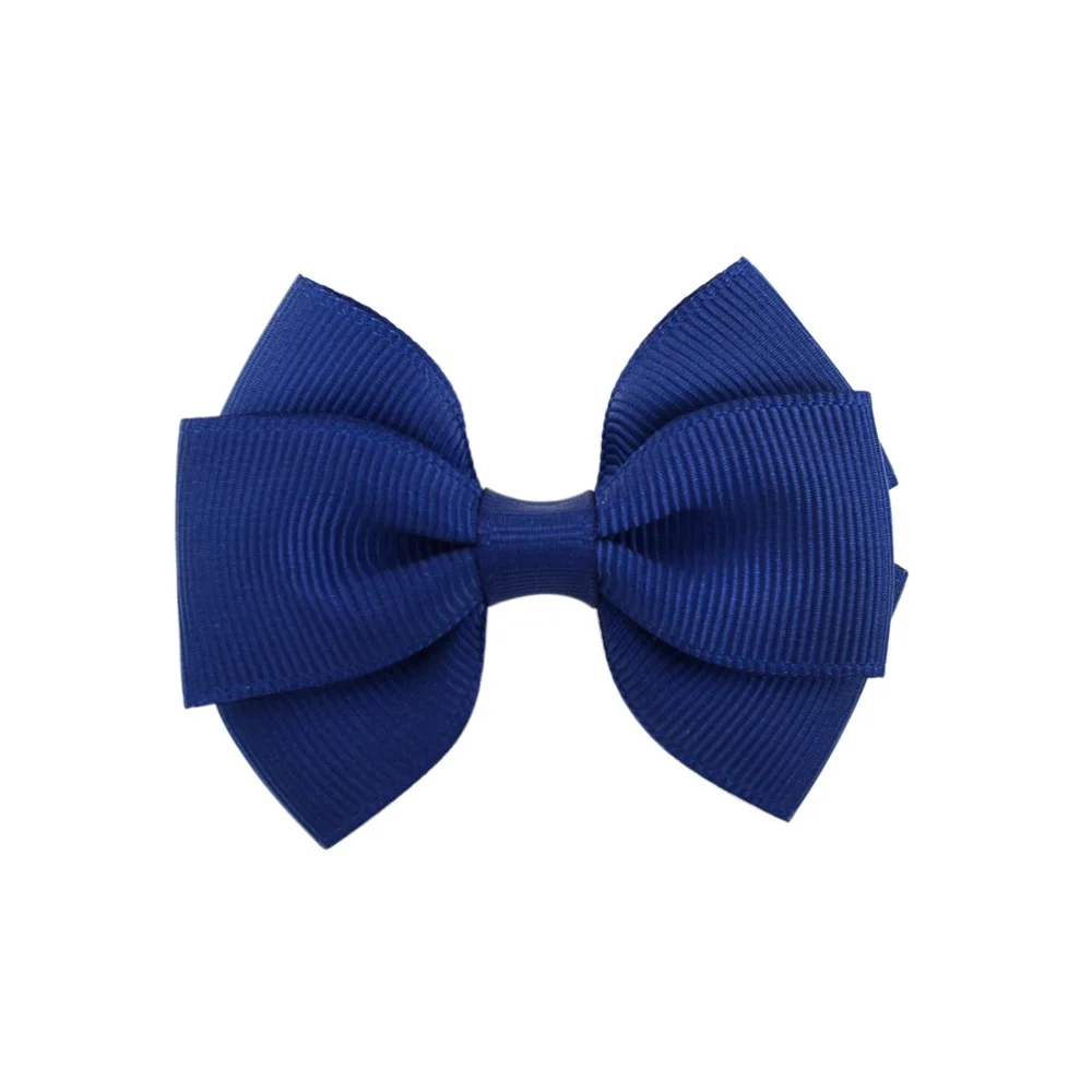 navy blue Двухслойные банты для волос Ruoshui для девочек, детские заколки для волос с однотонным бантом, аксессуары для волос, милые детские подарочные заколки, заколки для волос - Цвет: navy blue