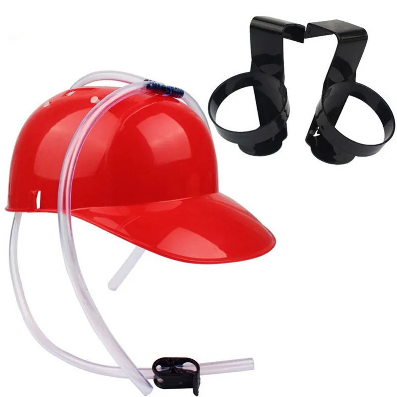 

1 Pcs Beverage Helmet Lazy Hand Free Drinking Straws Drinking Beer Cola Coke Soda Miner Hat Holder Cap Cool Unique Party Props