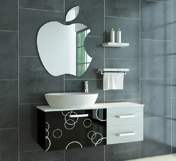 Бесплатная доставка зеркало в форме яблока наклейки 3D настенные зеркальные виде