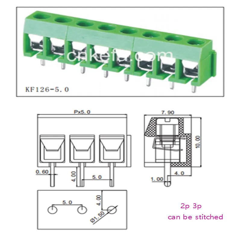 Клеммная колодка PCB винтового типа 10 шт./лот MG/KF/GZ 126-5 0 мм медь защита окружающей