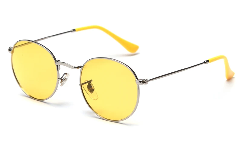 silver with yellow Peekaboo женские поляризованные солнцезащитные очки мужские ретро оранжевые красные Золотые круглые солнцезащитные очки с металлической оправой женские uv400 Летний стиль желтый - Цвет линз: silver with yellow