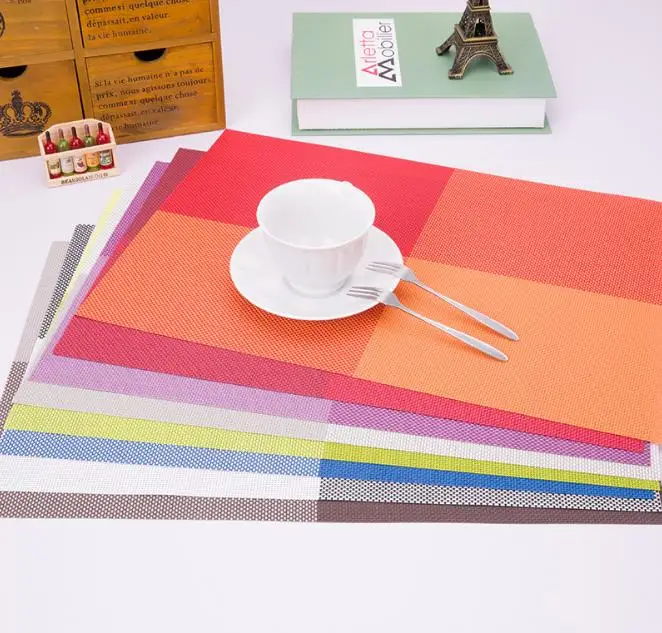 

100pcs/Lot 11 Colors Christmas Placemats For Dining Table PVC Hit Colors Cup Coaster 30*45cm For Kitchen Accessories