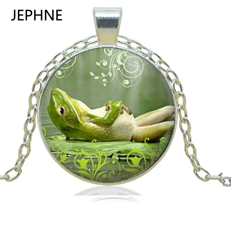 JEPHNE Vintag серебро 2017 новая ленивая лягушка улыбающаяся зеленая подвеска &quotжаба&quot