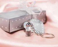 100 pieces lot new baby shower gifts gifts baptism guest souvenirs crystal milk bottle keychain keychain sn948