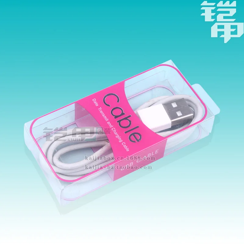 Прозрачная пластиковая упаковочная коробка из ПВХ для 1 м кабеля Розничная