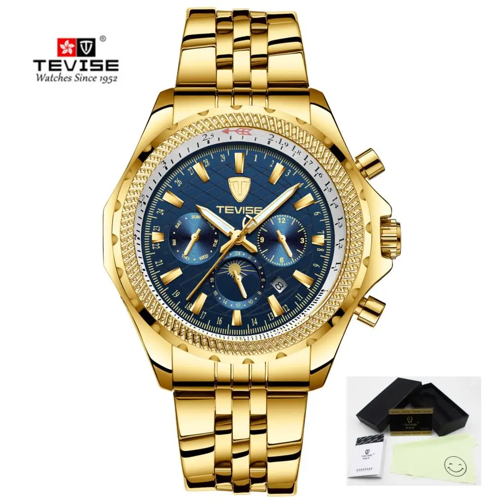 TEVISE steel blue Tevise, роскошные Брендовые мужские часы, автоматические механические часы для мужчин, водонепроницаемые мужские наручные часы с автоматическим заводом, Relogio Masculino - Цвет: TEVISE steel blue