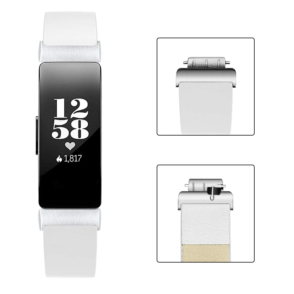 Двойная повязка из натуральной кожи сменный ремешок для Fitbit inspire HR наручный браслет с серебряной пряжкой ремешок для часов
