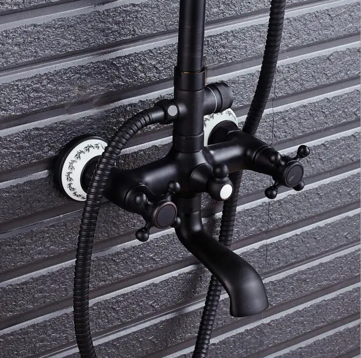 Смеситель для ванной и душа в европейском стиле латунный кран с двойной ручкой