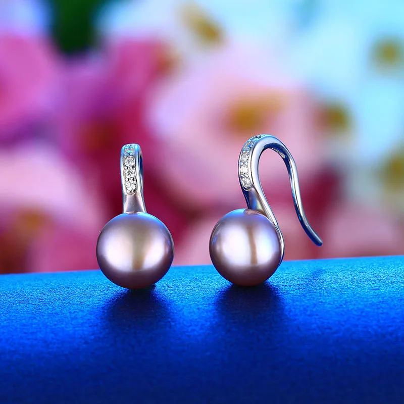 Dainashi 925 Sterling Silver hot Shiny Zircon Earrings Genuine Natural Freshwater Pearl New Fashion High Jewelry Gift for Women | Украшения