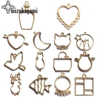 5pcslot zinc alloy charms pendant hollow uv resin charms flat charms pendants for diy jewelry making finding accessories