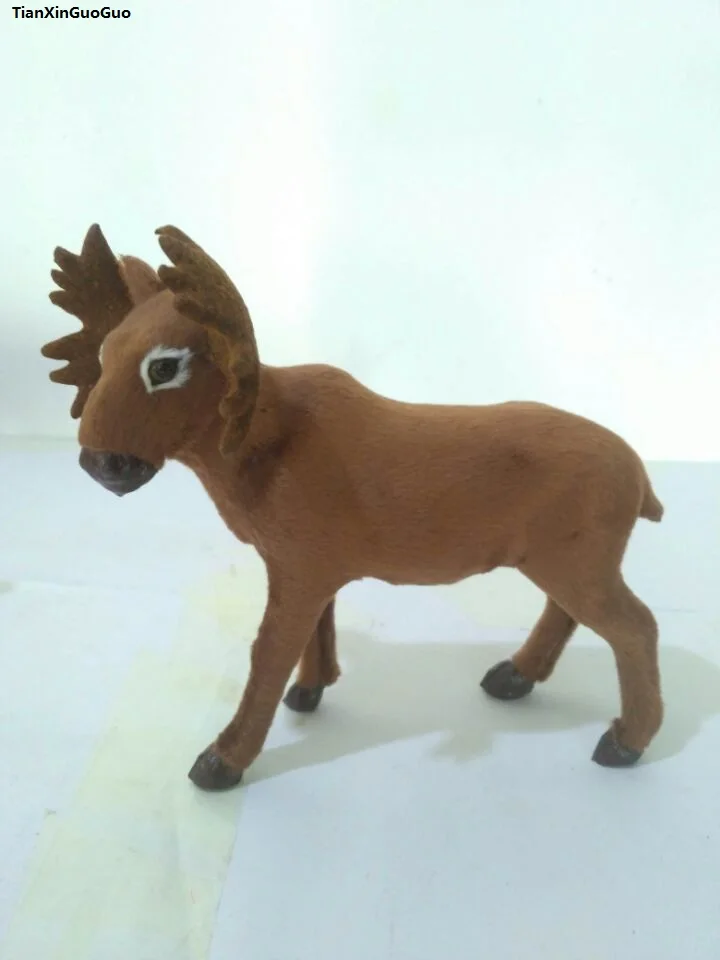 

about 16x15cm simulation christmas deer hard model plastic&furs brown reindeer prop,home decoration toy gift s1634