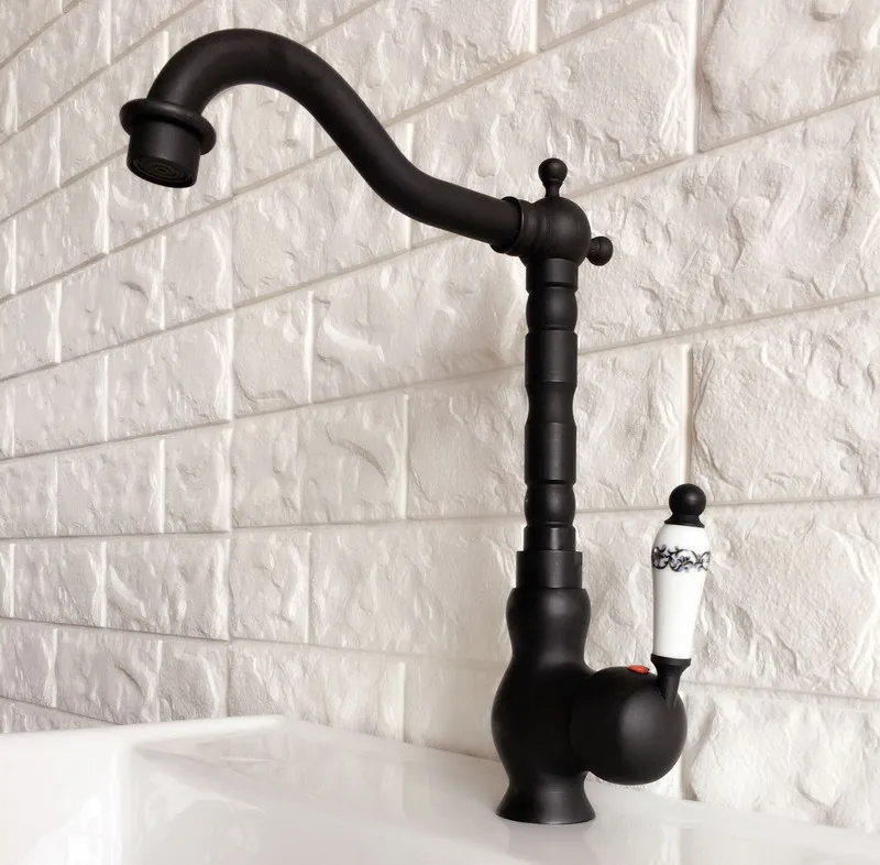 Кухонный мокрой бар кран для раковины ванной комнаты черный масло втирается в