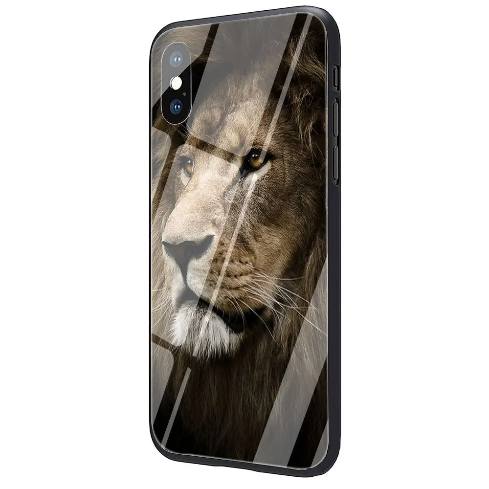 Модный чехол из закаленного стекла с дизайном льва Для iPhone 11 Pro 6 6S Plus 7 8 Plus X XS XR XS Max - Цвет: G12