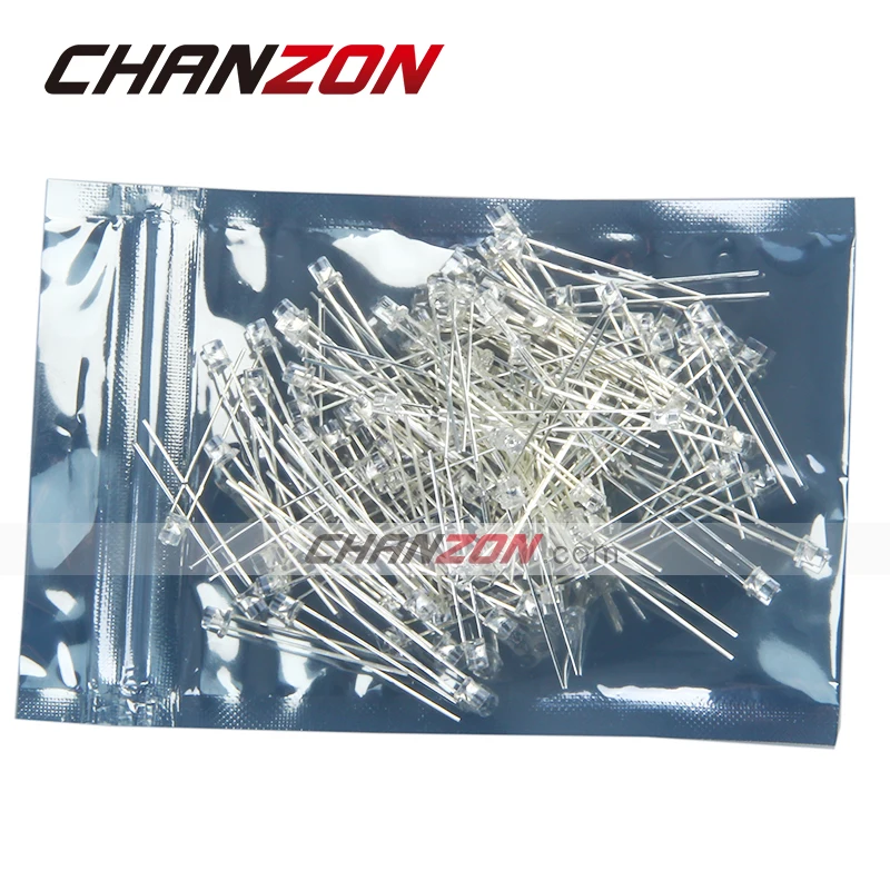 CHANZON 100 шт. 3 мм плоский верх желтый светодиод прозрачный LED 2 в светоизлучающая