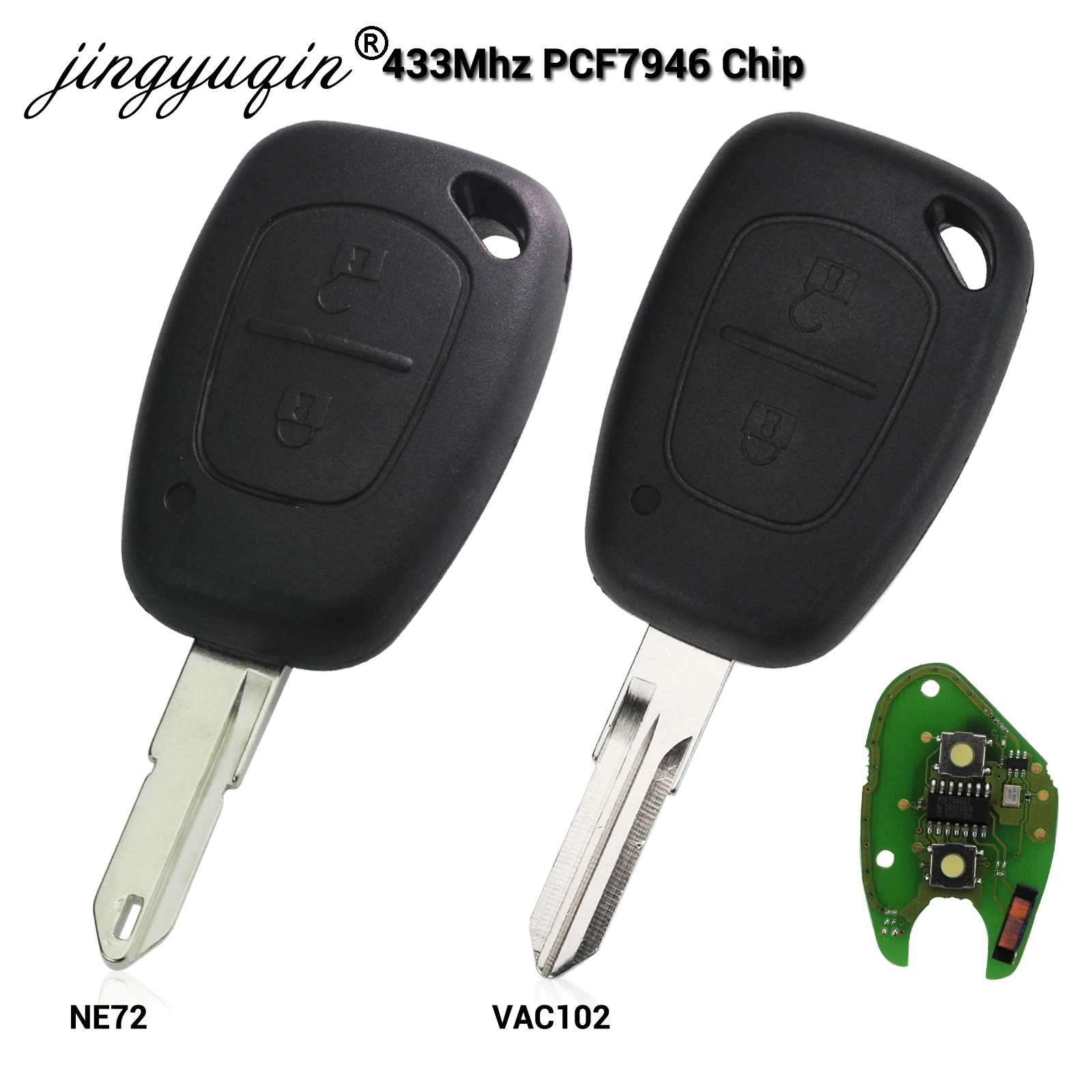 Jingyuqin 2 кнопки дистанционного ключа автомобиля 433 МГц ID46 чип Transmister для Renault traffic, Master Vivaro Movano Kangoo Ne73 VAC102 лезвие