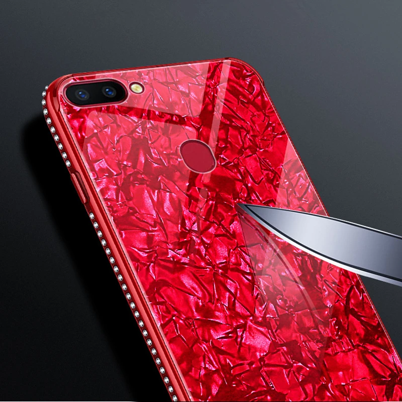 SYCASE For BBK vivo X9 X20 X21 Plus Y71 Y66 Y67 Y75 Y85 Y79 Tempered Glass around Diamond Hard Back Shell Soft TPU Bumper Case |