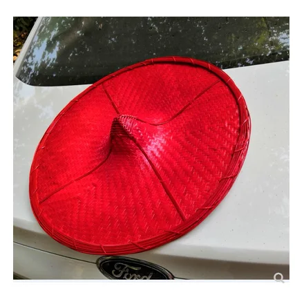 

by EMS red bamboo hat for children and adults Thailand YunNan Dai Nationality dance cap large (bamboo) rain hat