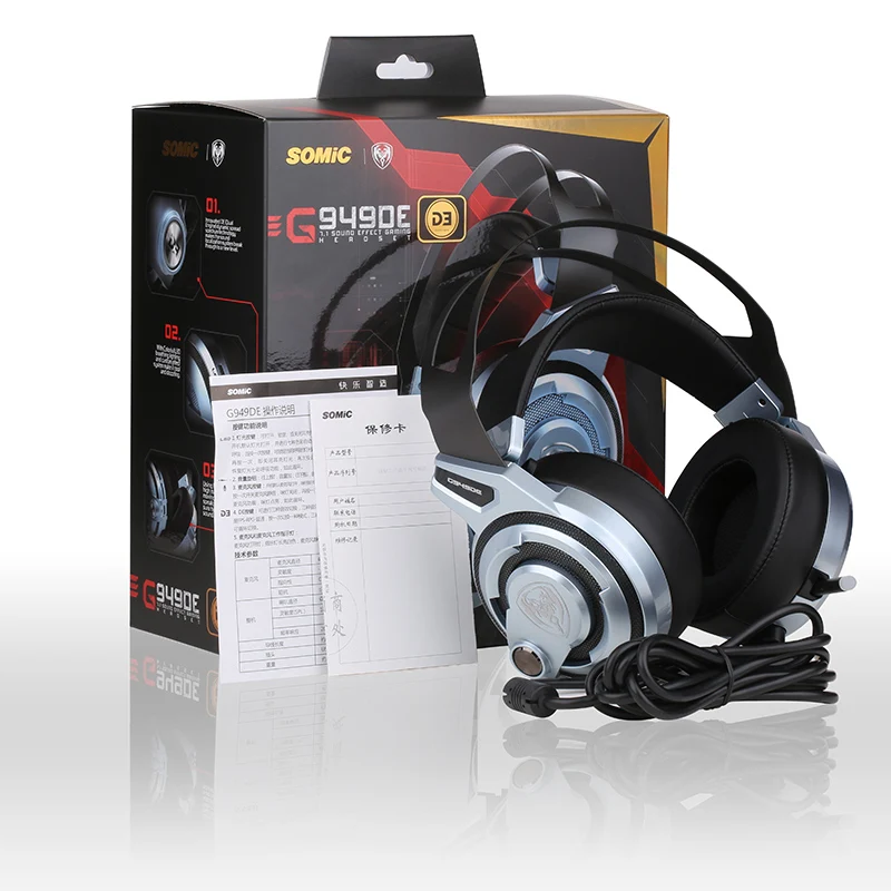 Игровая светодиодный нитура SOMIC G949DE 7 1 с Виртуальным звуком светодиодные