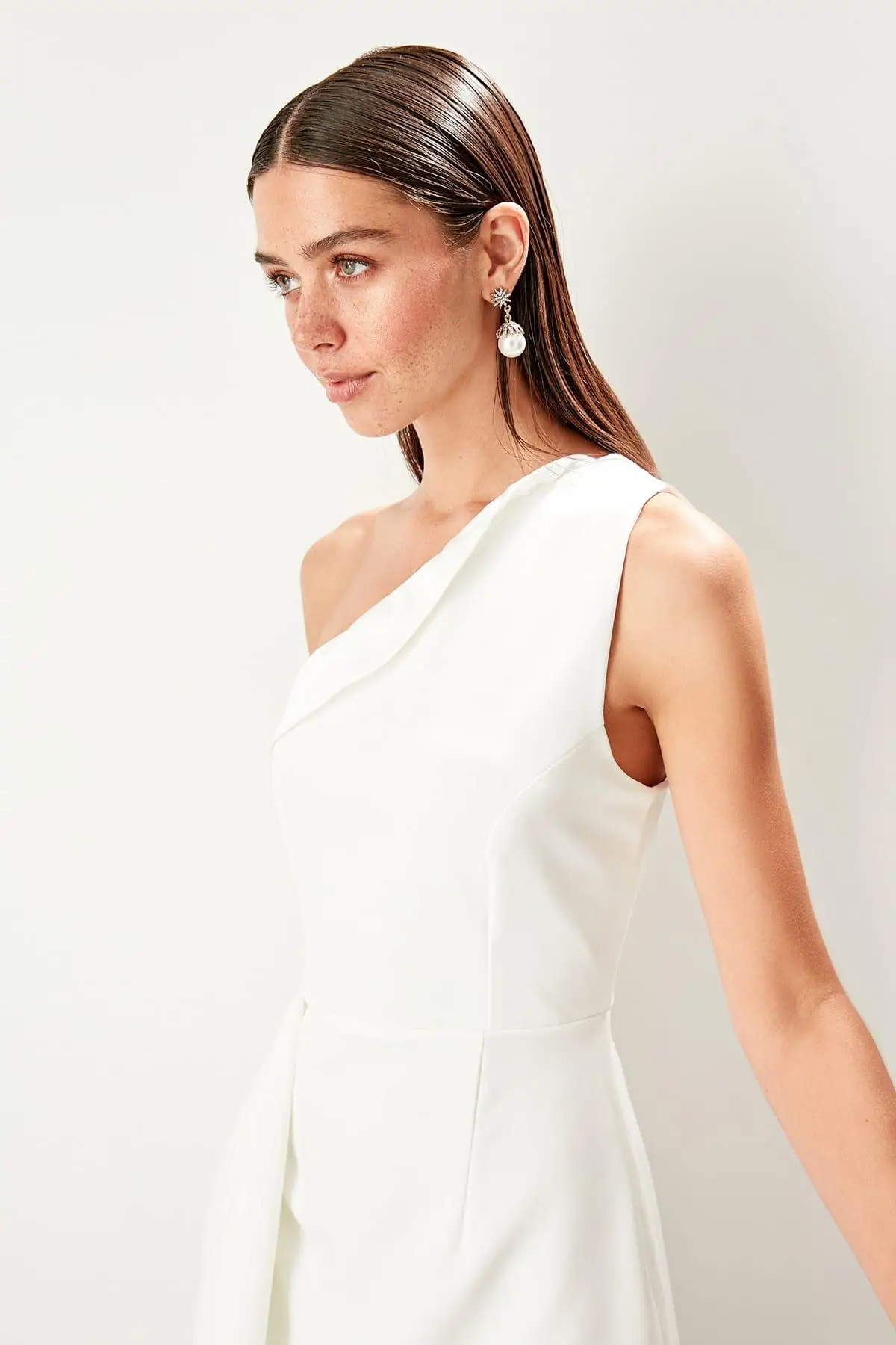 Trendyol Raw White Collar Detail Dress TPRSS19FZ0309 | Женская одежда