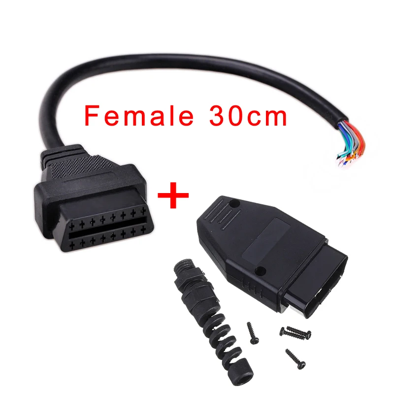 30 см/1 5 м 16 Pin штекер OBD2 II соединительный кабель + OBD Корпус SR винт удлинитель