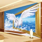 Пользовательские фото обои 3D креативное искусство голубое небо белые облака Белая лошадь Настенная Обои обои домашний декор